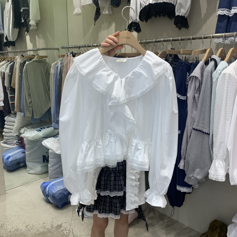 J PEAK/BY FLOW韓國代購女士新款26春夏推薦襯衫蕾絲衫J PEAK襯衫/蕾絲衫圖色1