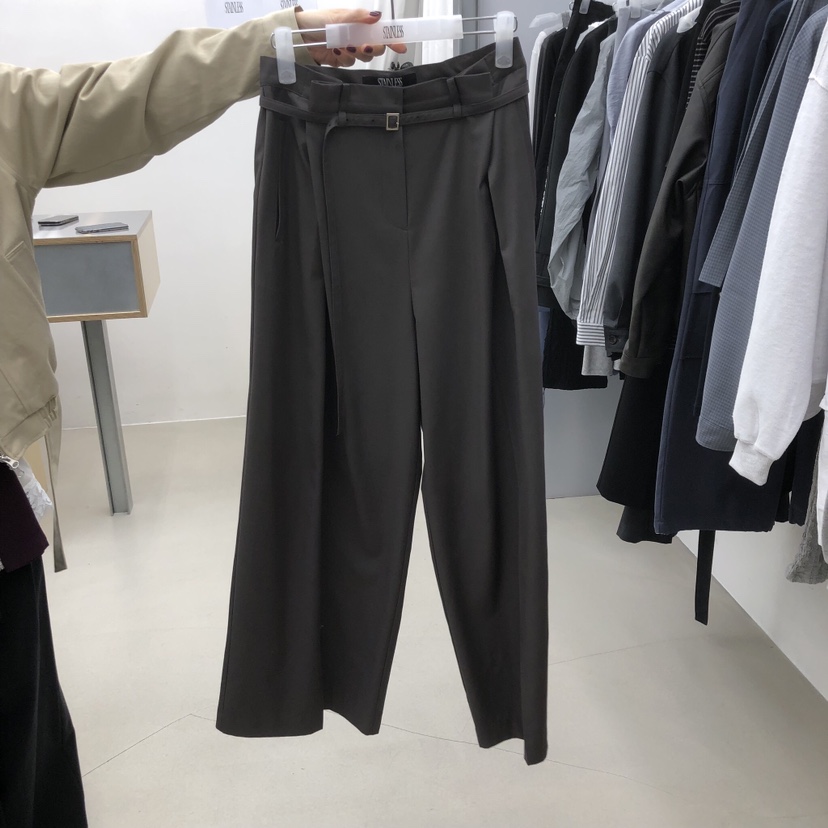 STAINLESS東大門代購女裝新品26春夏時尚休閑熱賣休閑褲腰帶STAINLESS休閑褲圖色1