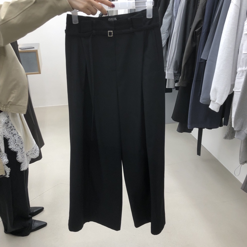 STAINLESS東大門代購女裝新品26春夏時尚休閑熱賣休閑褲腰帶STAINLESS休閑褲圖色2