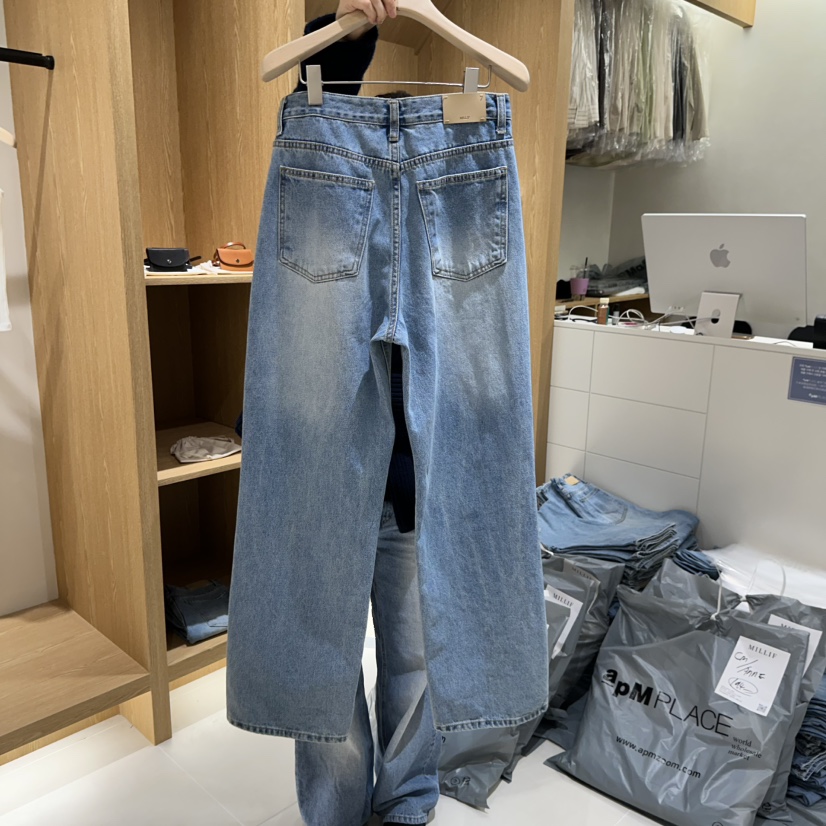 MILLIF東大門直郵女裝新品人氣推薦真品時尚休閑牛仔褲羅紋MILLIF牛仔褲