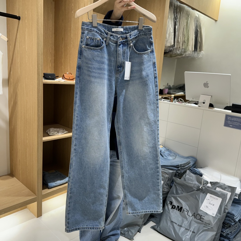 MILLIF東大門直郵女裝新品人氣推薦真品時尚休閑牛仔褲羅紋MILLIF牛仔褲圖色1