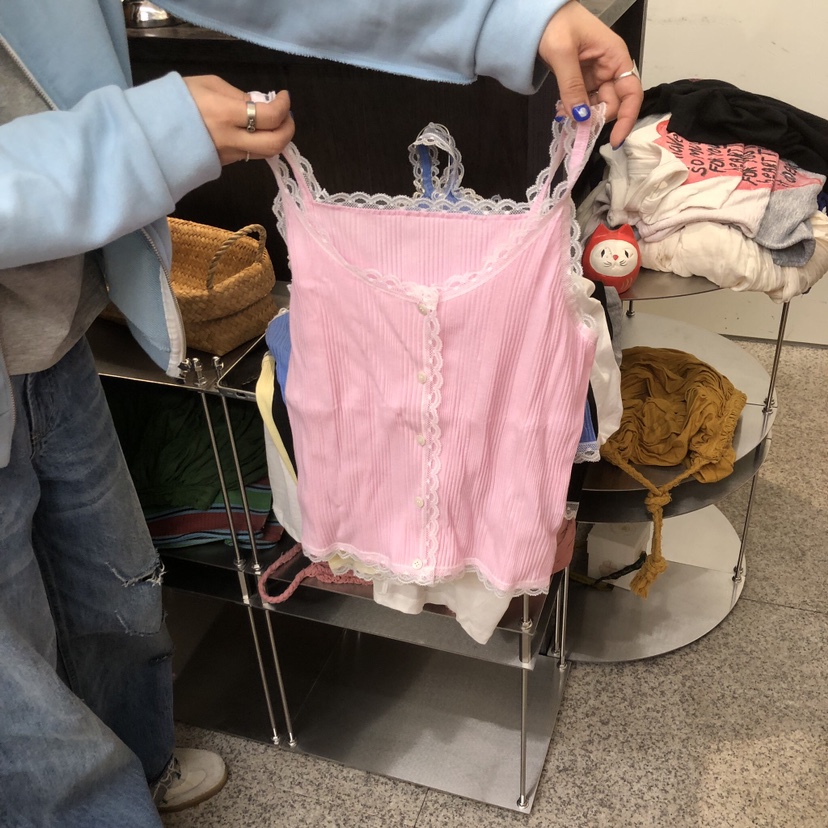 DOHWAJI東大門實拍女士新品時尚推薦真品吊帶背心蕾絲紐扣DOHWAJI吊帶/背心圖色6