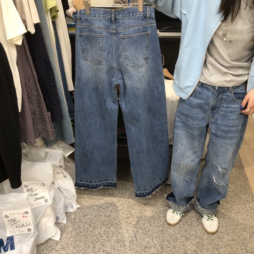 DOHWAJI東大門實拍女士新品時尚推薦人氣牛仔褲直筒牛仔水洗DOHWAJI牛仔褲