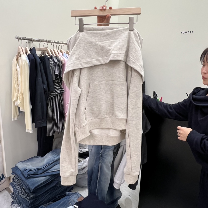 POWDER韓國直郵女士新款真品人氣休閑時尚26春夏衛衣兜帽POWDER衛衣圖色1