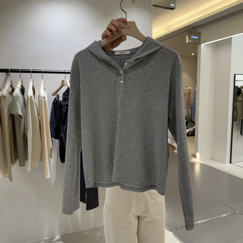 MILLIF東大門實拍女士新款職業時尚休閑熱賣長袖T恤連帽衫MILLIF長袖T恤圖色1