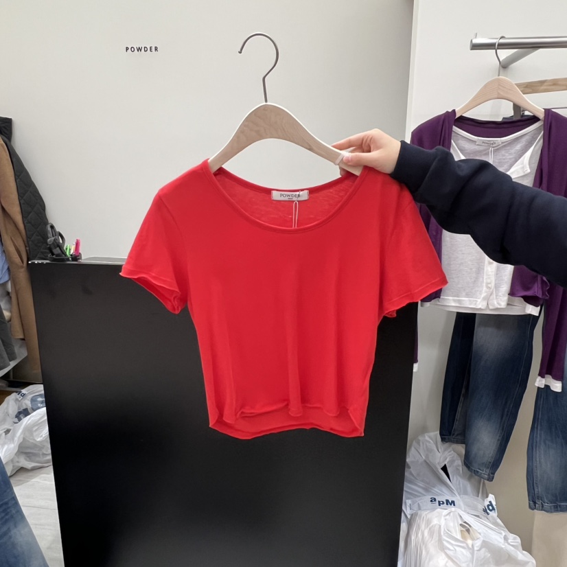 POWDER東大門代購女士新品26春夏人氣休閑熱賣職業推薦T恤POWDERT恤圖色1