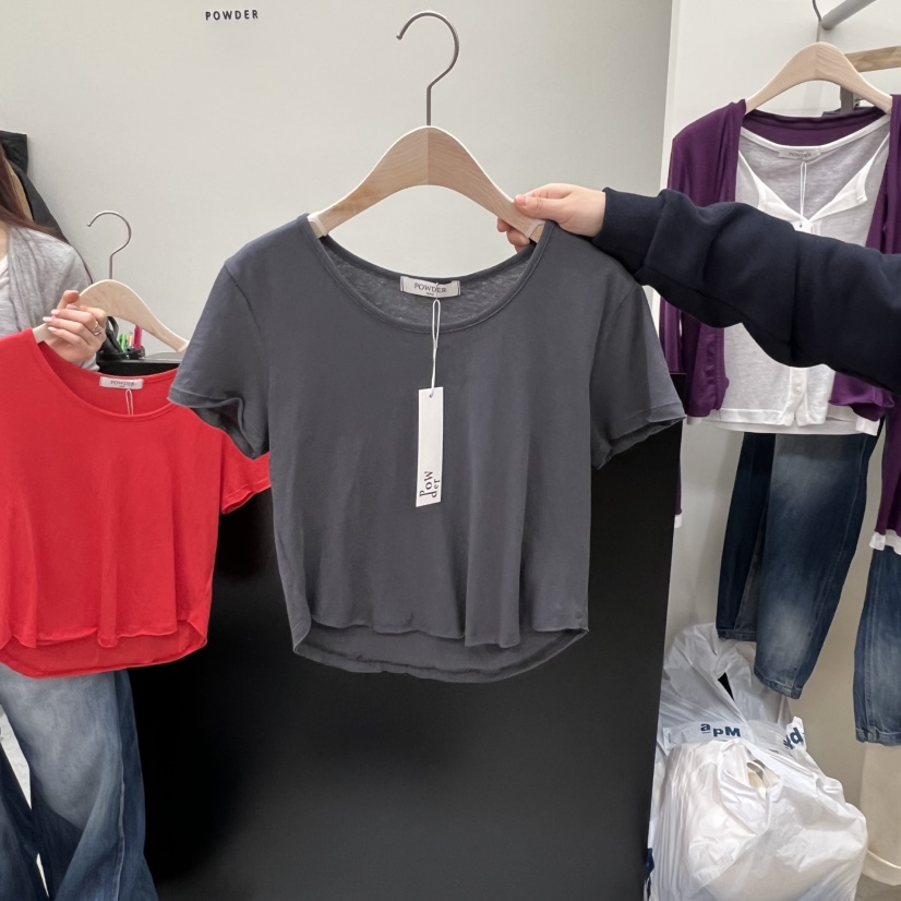 POWDER東大門代購女士新品26春夏人氣休閑熱賣職業推薦T恤POWDERT恤圖色2