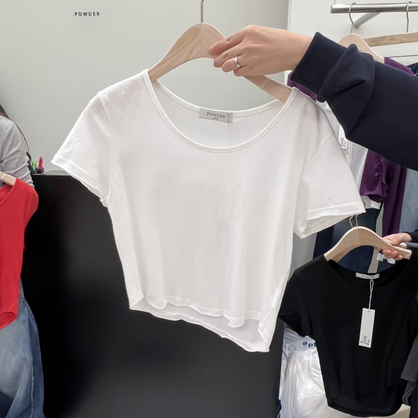 POWDER東大門代購女士新品26春夏人氣休閑熱賣職業推薦T恤POWDERT恤圖色3