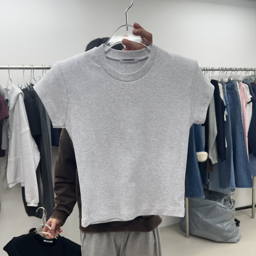TOPDRESSING韓國代購女裝新品時尚人氣推薦職業26春夏T恤TOPDRESSINGT恤圖色3灰白色