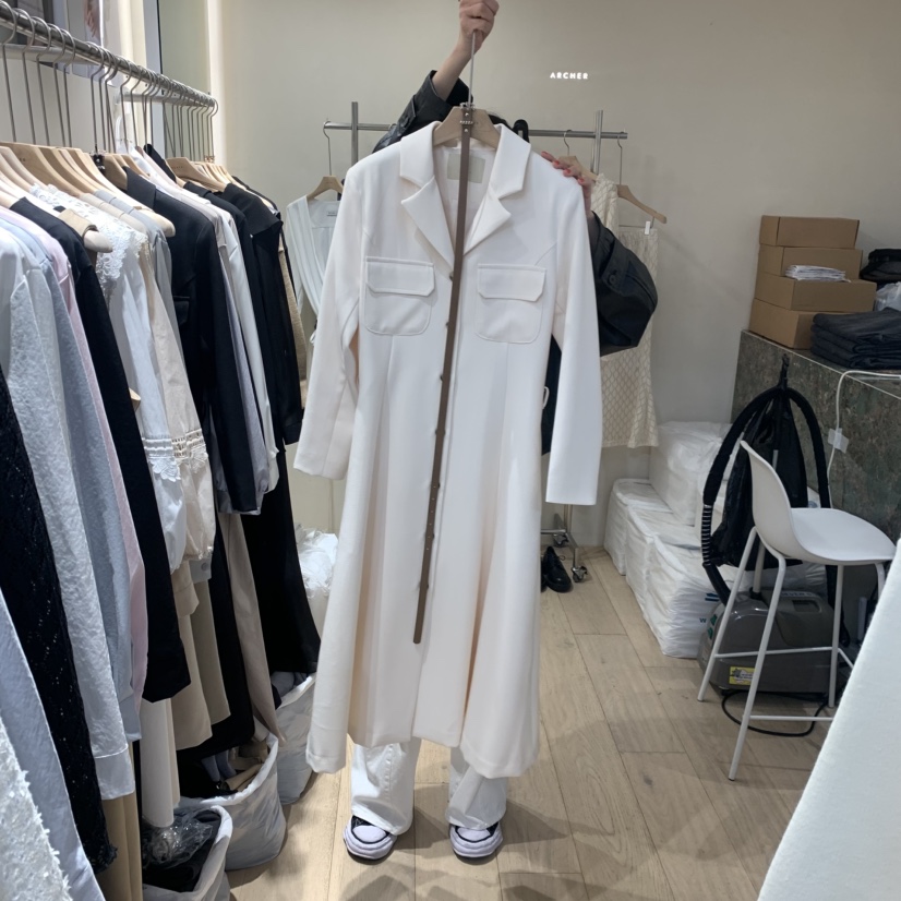 ARCHER韓國代購女裝新款職業人氣真品推薦連衣裙含腰帶口袋ARCHER連衣裙圖色1