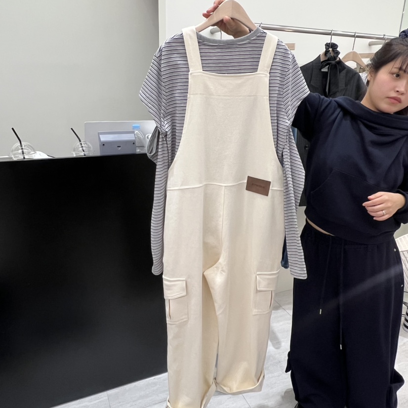 POWDER韓國代購女士新品時尚熱賣26春夏背帶褲不含內搭棉質POWDER背帶褲