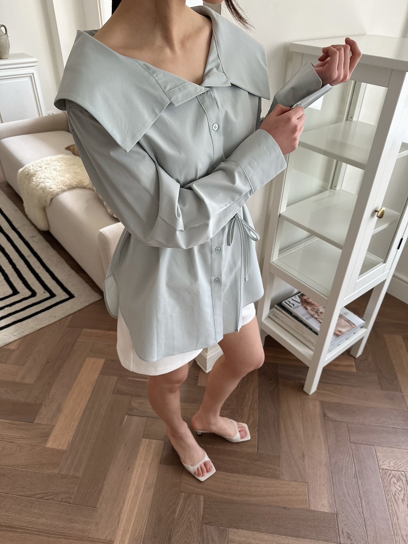 2ND GATE韓國代購女裝新款熱賣26春夏人氣襯衫蕾絲衫含腰繩2ND GATE襯衫/蕾絲衫