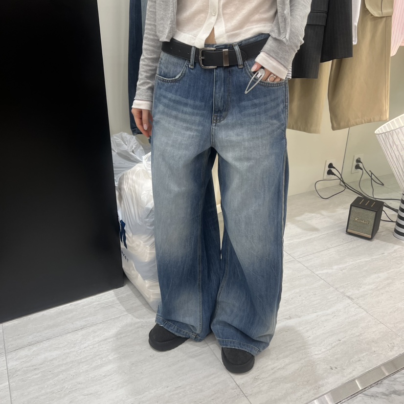 POWDER韓國代購女裝新品休閑職業26春夏人氣時尚熱賣牛仔褲POWDER牛仔褲