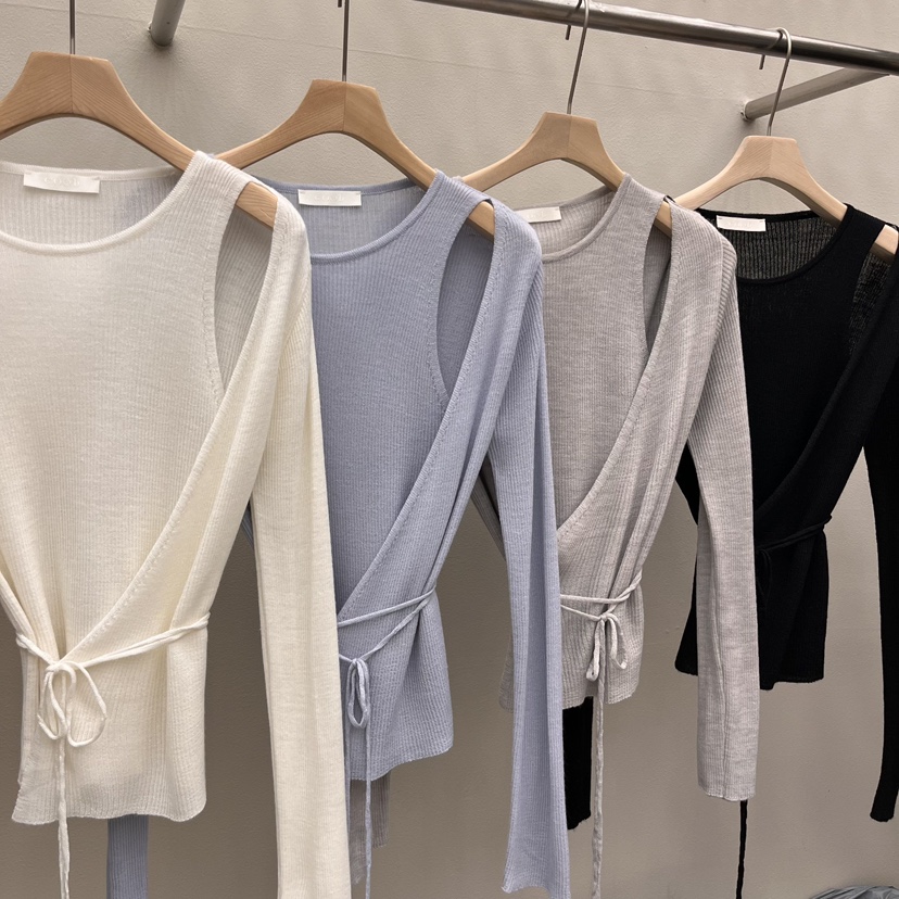 EOOB/LAMEREI東大門代購女裝新款人氣時尚推薦針織衫含腰繩EOOB/LAMEREI針織衫