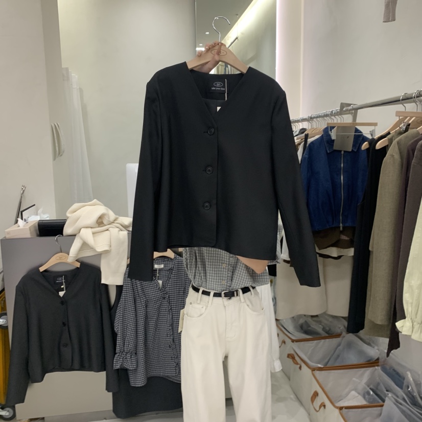 TAKE YOUE TIME東大門直郵女裝新款職業26春夏時尚夾克V領TAKE YOUE TIME夾克圖色1