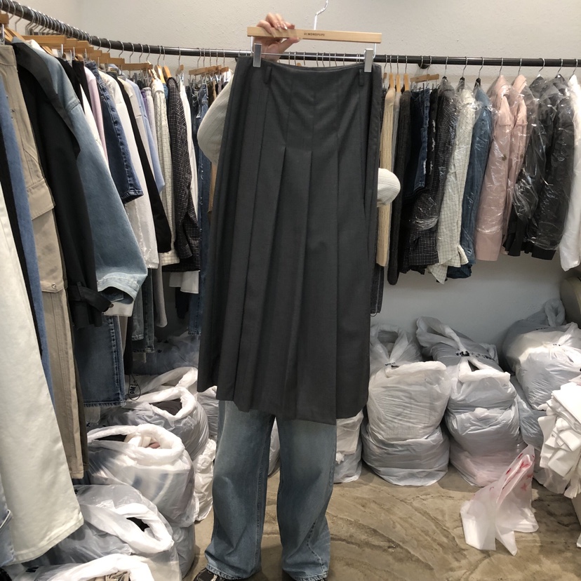 ALMOND PEPE東大門直郵女裝新款熱賣半身裙中短裙褶裥開衩ALMOND PEPE半身裙/中短裙圖色1