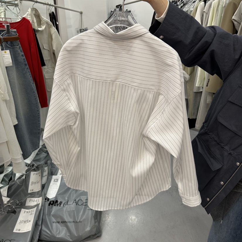 PAVEL東大門代購女裝新品時尚26春夏休閑熱賣襯衫蕾絲衫條紋PAVEL襯衫/蕾絲衫