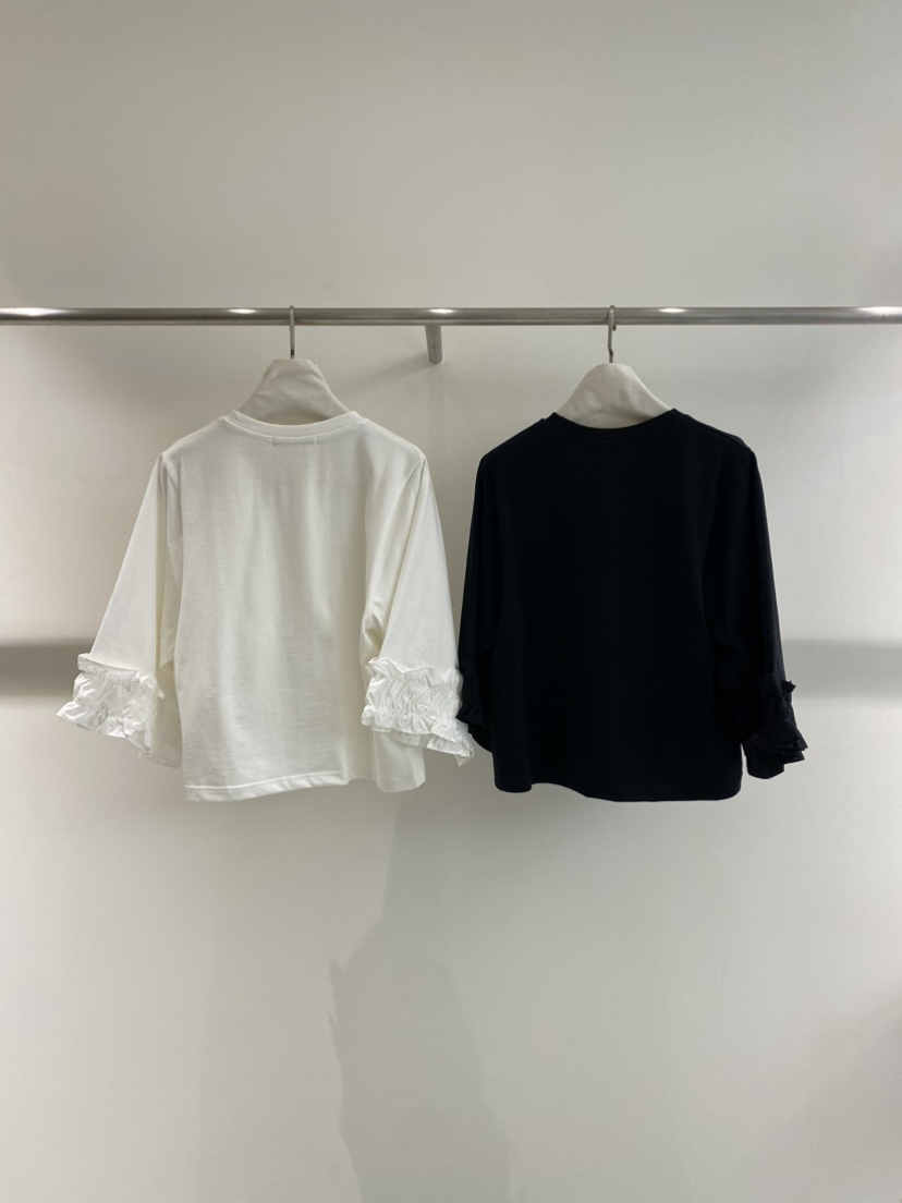 1968韓國直郵女士新品26春夏休閑真品熱賣時尚長袖T恤荷葉邊1968/YEOUYA長袖T恤