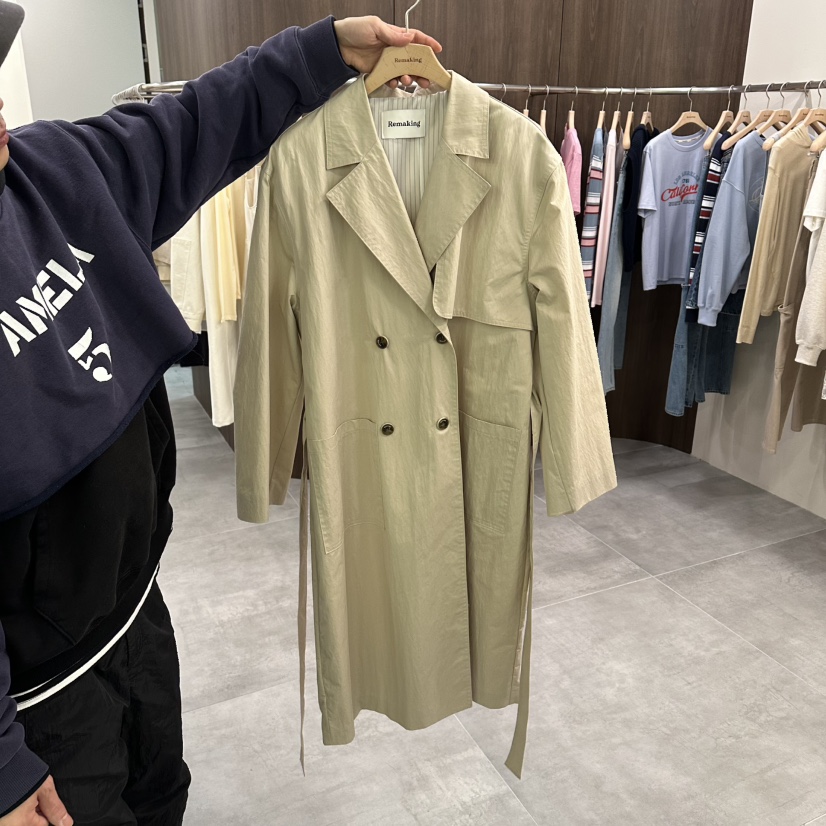 URBANSTORY/REMAKING韓國代購女裝新款職業長款風衣含腰帶Remaking/URBANSTORY長款風衣圖色1