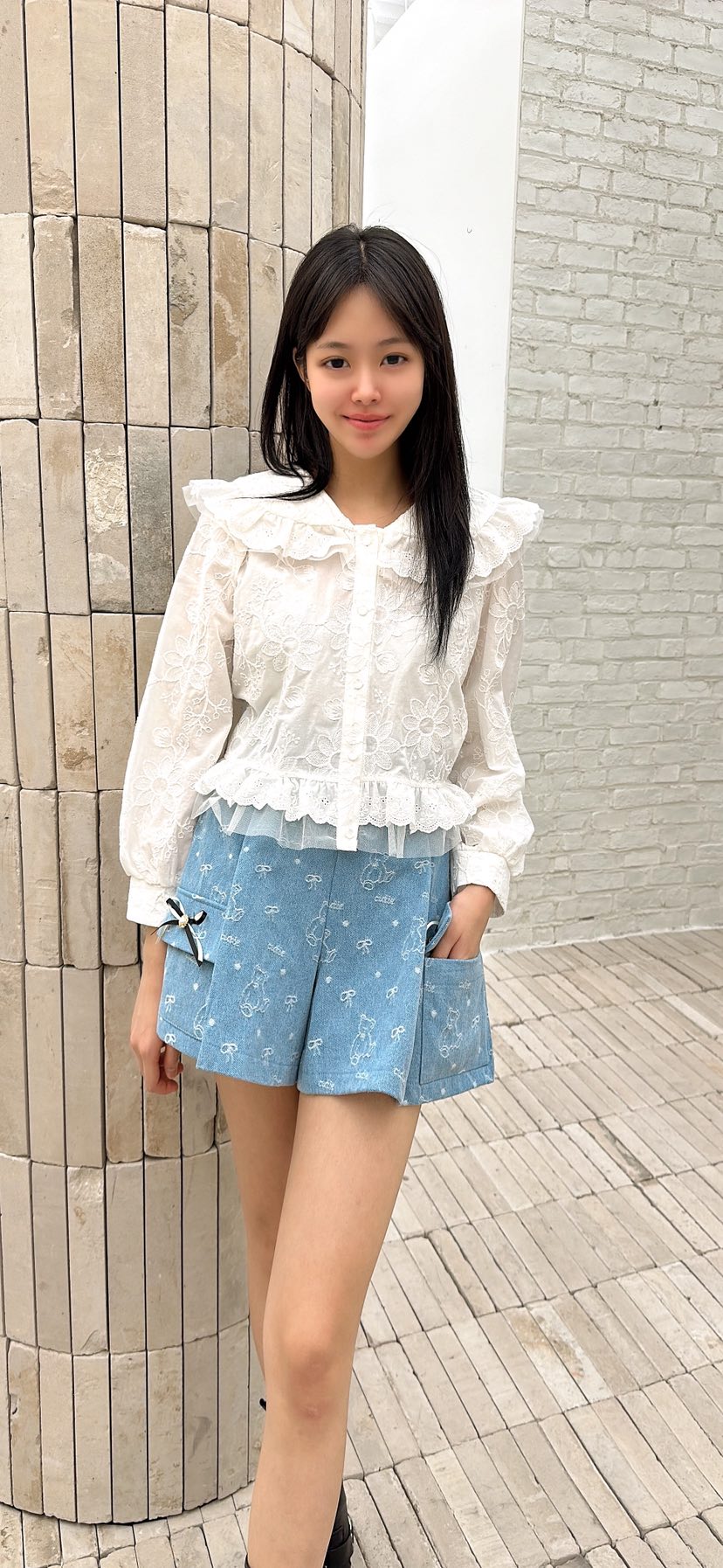 YARD韓國直郵女士新品時尚真品職業26春夏襯衫蕾絲衫刺繡YARD襯衫/蕾絲衫