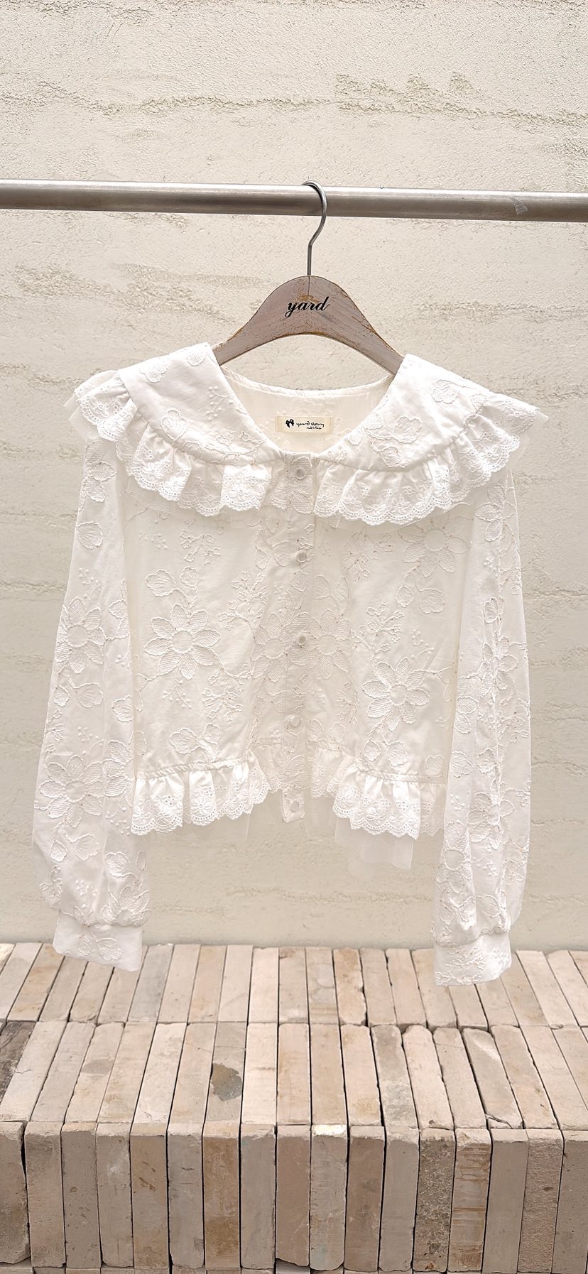 YARD韓國直郵女士新品時尚真品職業26春夏襯衫蕾絲衫刺繡YARD襯衫/蕾絲衫圖色1