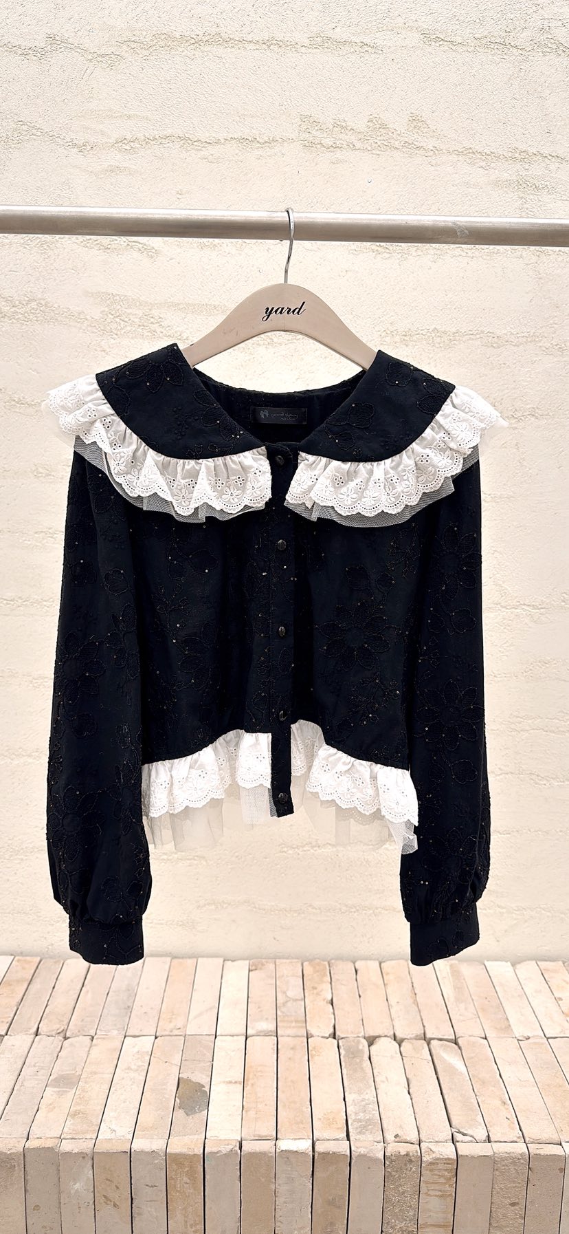 YARD韓國直郵女士新品時尚真品職業26春夏襯衫蕾絲衫刺繡YARD襯衫/蕾絲衫圖色2