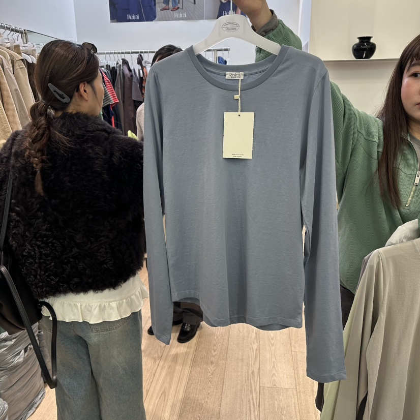 REIRAI韓國代購女士新品推薦熱賣26春夏休閑人氣時尚長袖T恤Reirai長袖T恤圖色2