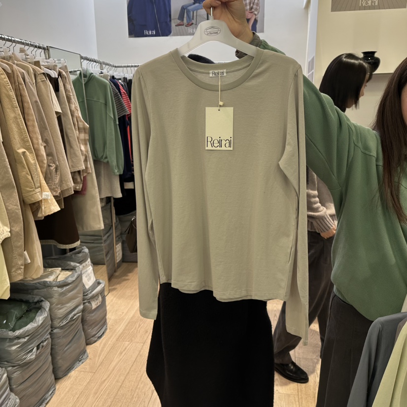 REIRAI韓國代購女士新品推薦熱賣26春夏休閑人氣時尚長袖T恤Reirai長袖T恤圖色3