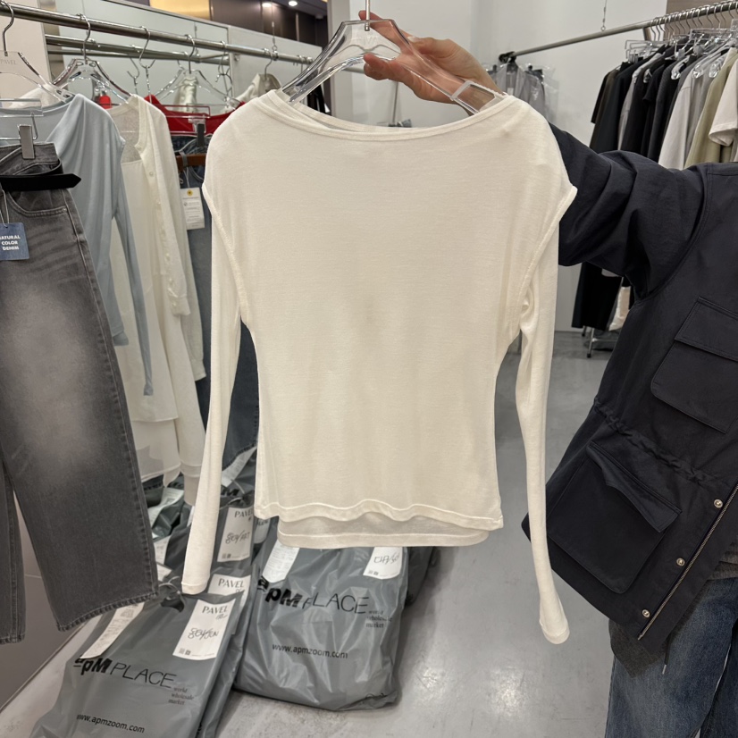 PAVEL韓國代購女裝新品26春夏人氣熱賣休閑推薦長袖T恤雙層PAVEL長袖T恤