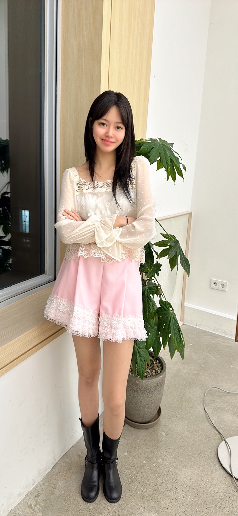 YARD韓國直郵女裝新款時尚人氣襯衫蕾絲衫不含項鏈羊毛刺繡YARD襯衫/蕾絲衫