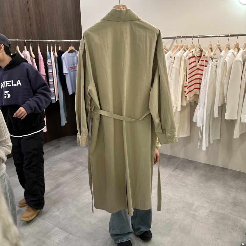 URBANSTORY/REMAKING韓國代購女裝新款職業長款風衣含腰帶Remaking/URBANSTORY長款風衣