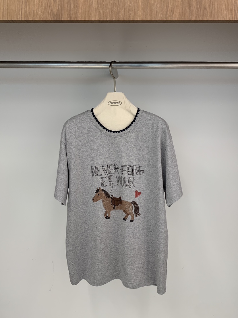 ONE MONE韓國直郵女士新品休閑人氣時尚26春夏真品熱賣T恤ONE MONET恤圖色2