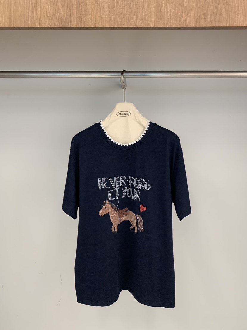 ONE MONE韓國直郵女士新品休閑人氣時尚26春夏真品熱賣T恤ONE MONET恤圖色3