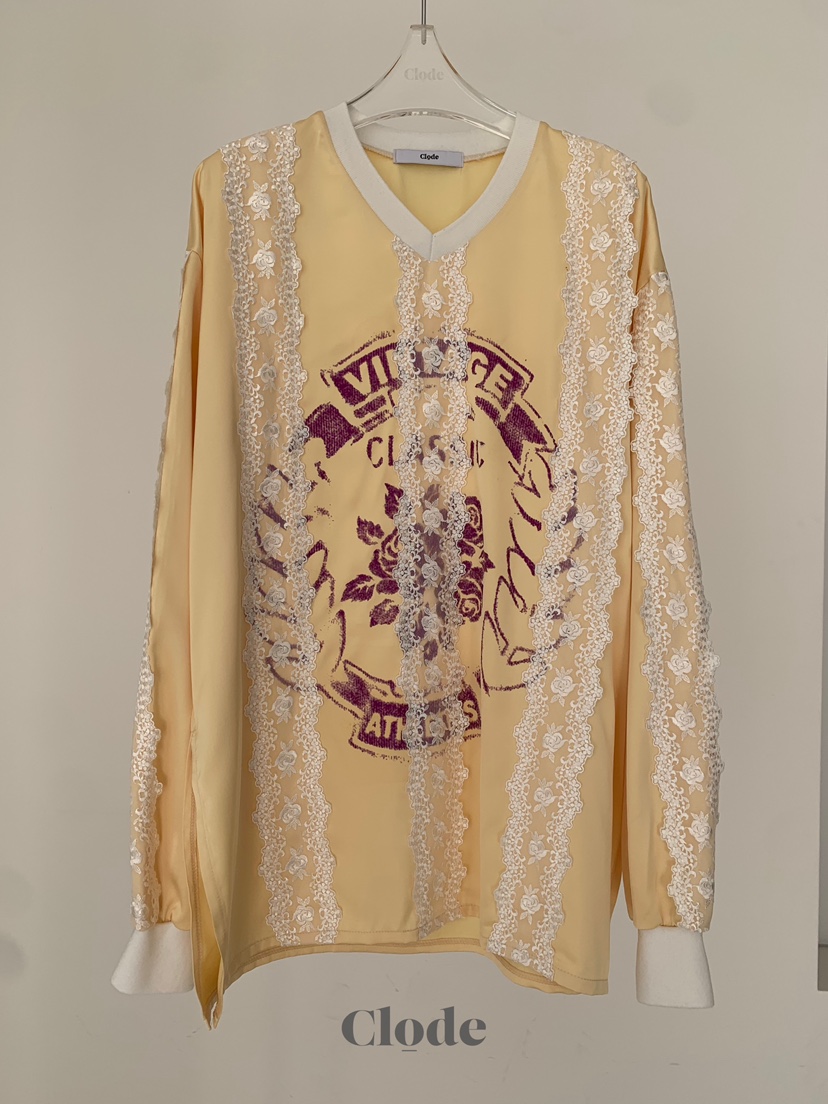 CLODE韓國代購女士新款人氣真品熱賣休閑長袖T恤蕾絲緞面CLODE長袖T恤圖色1