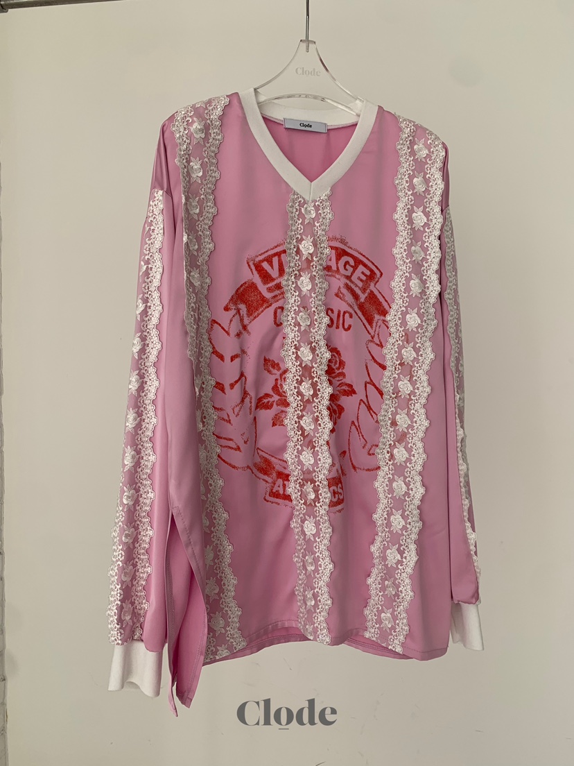 CLODE韓國代購女士新款人氣真品熱賣休閑長袖T恤蕾絲緞面CLODE長袖T恤圖色3