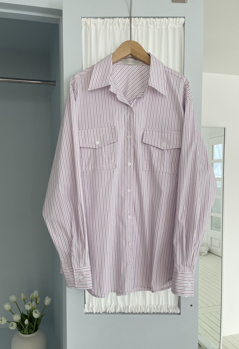 MINIQUEENS東大門直郵女裝新款真品26春夏襯衫蕾絲衫條紋MINIQUEENS襯衫/蕾絲衫圖色1