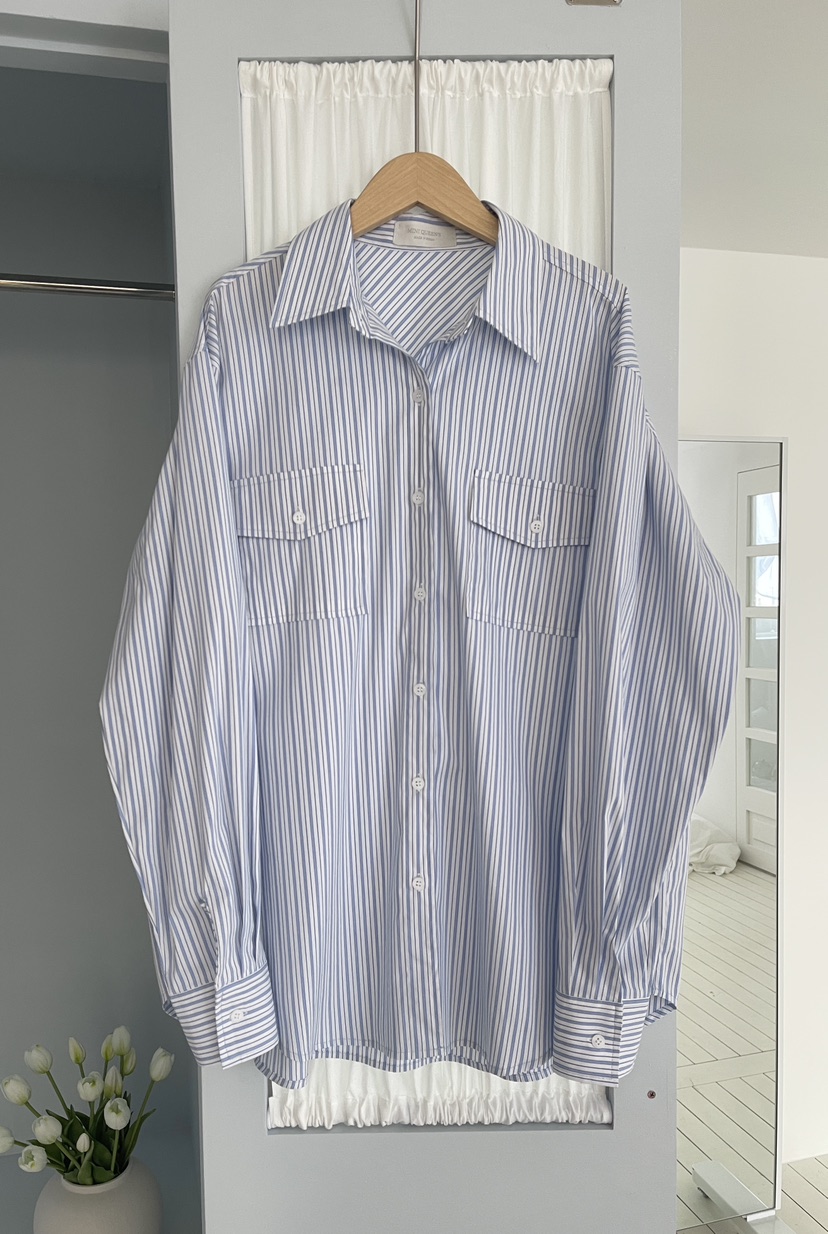 MINIQUEENS東大門直郵女裝新款真品26春夏襯衫蕾絲衫條紋MINIQUEENS襯衫/蕾絲衫圖色2