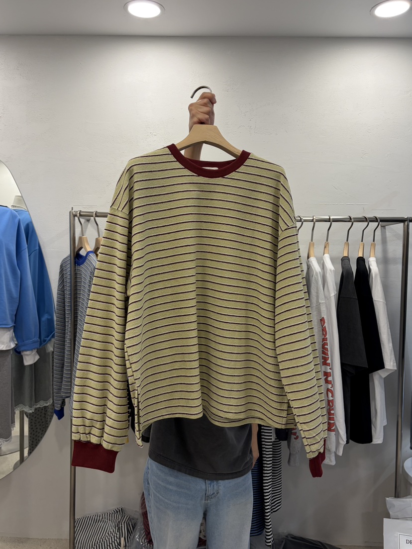 DELICATE韓國直郵女裝新品真品人氣熱賣推薦時尚長袖T恤條紋DELICATE長袖T恤圖色3