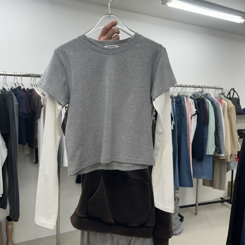 TOPDRESSING東大門直郵女士新款休閑真品推薦長袖T恤假兩件TOPDRESSING長袖T恤圖色1