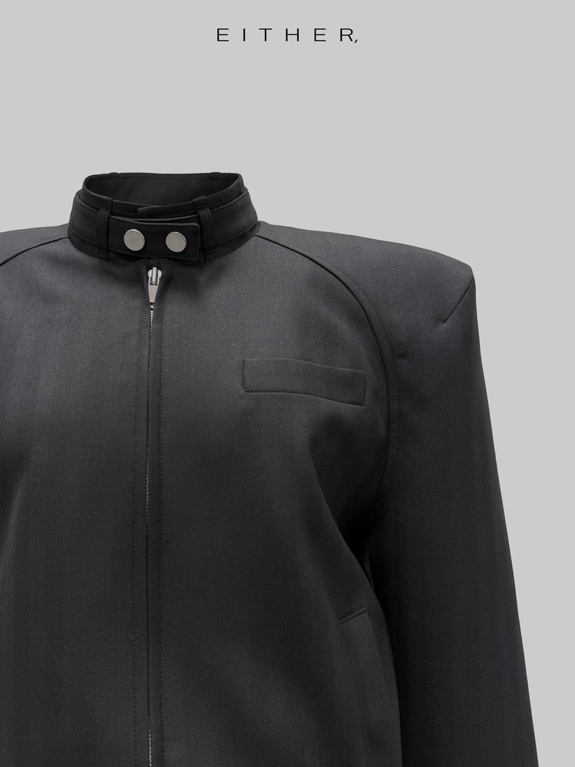 EITHER東大門直郵女裝新款熱賣26春夏職業夾克羊毛人字紋EITHER夾克