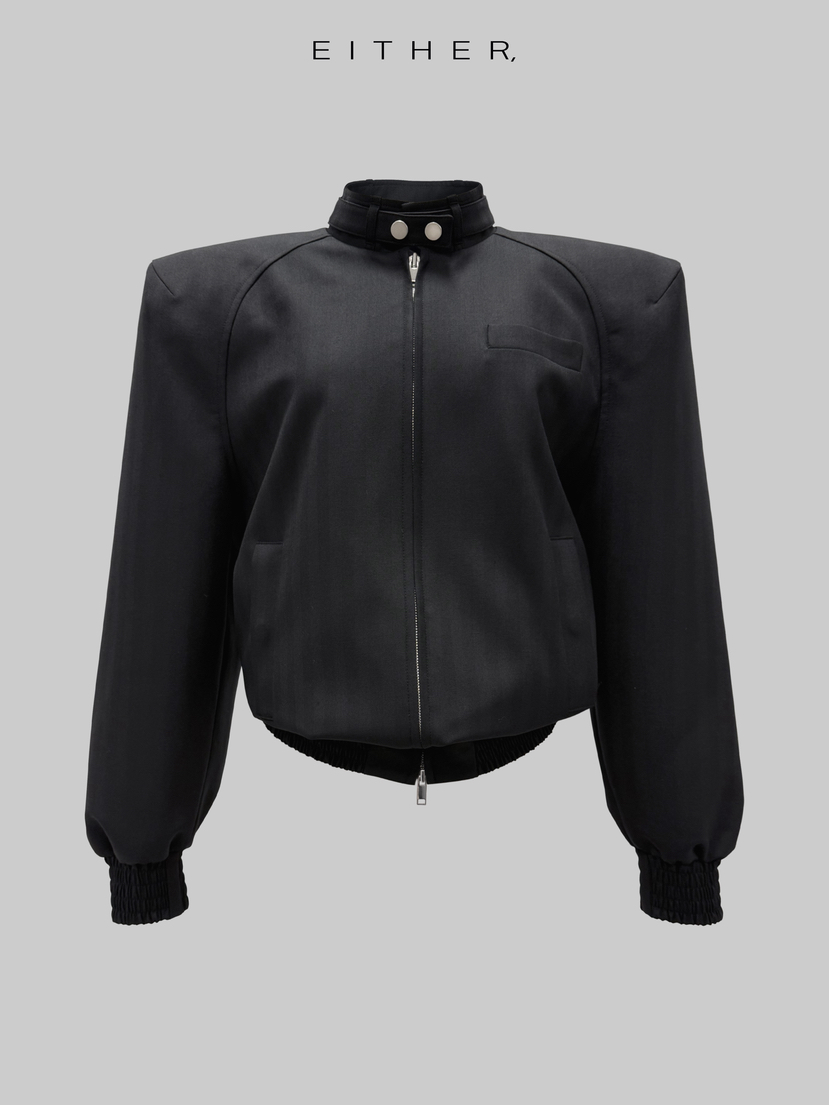 EITHER東大門直郵女裝新款熱賣26春夏職業夾克羊毛人字紋EITHER夾克圖色2