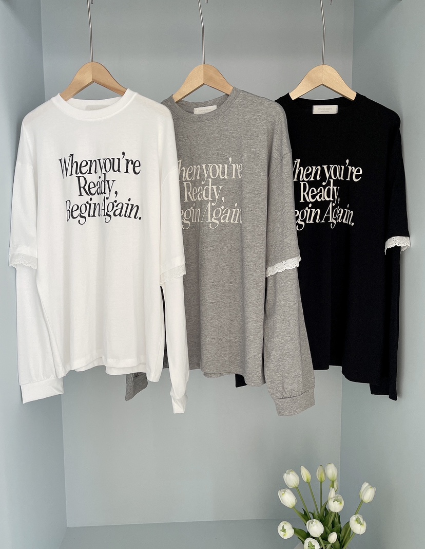 MINIQUEENS韓國直郵女士新品休閑熱賣26春夏職業長袖T恤蕾絲MINIQUEENS長袖T恤