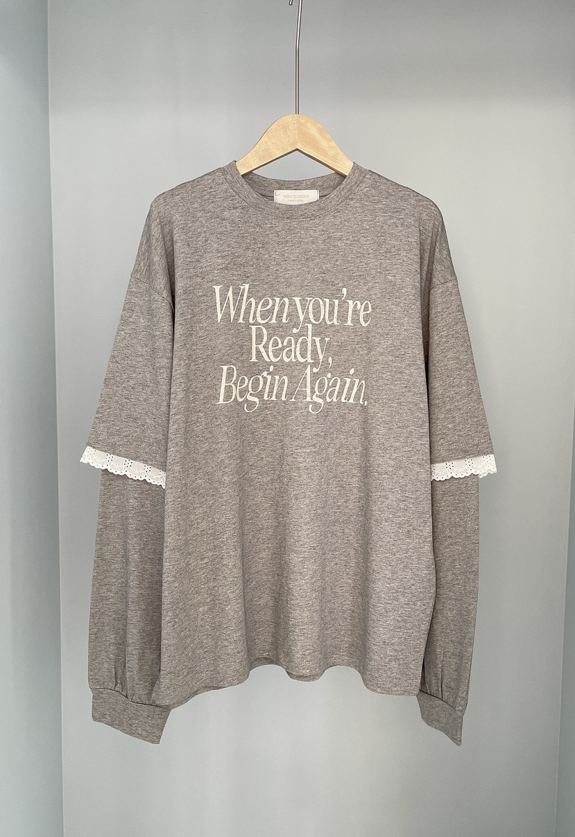 MINIQUEENS韓國直郵女士新品休閑熱賣26春夏職業長袖T恤蕾絲MINIQUEENS長袖T恤圖色2