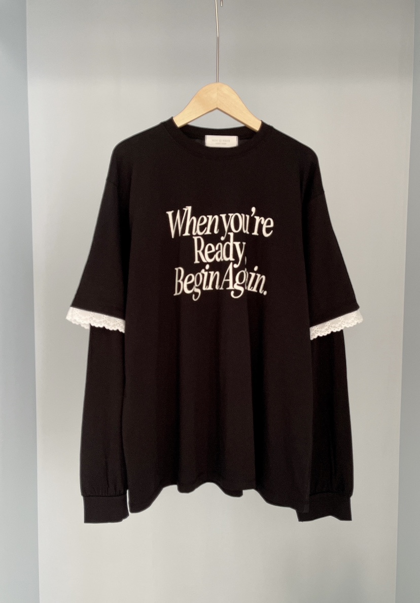 MINIQUEENS韓國直郵女士新品休閑熱賣26春夏職業長袖T恤蕾絲MINIQUEENS長袖T恤圖色3