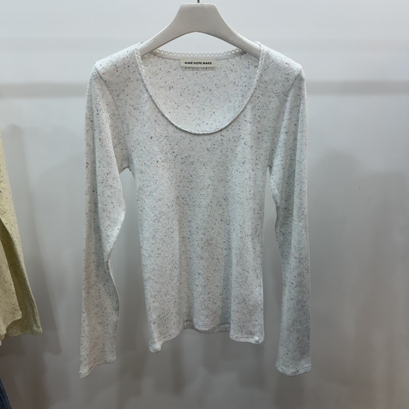 AIME HOPE MAKE/MYNAMEIS東大門代購女士新品26春夏長袖T恤AIME HOPE MAKE/MYNAMEIS長袖T恤圖色2白色