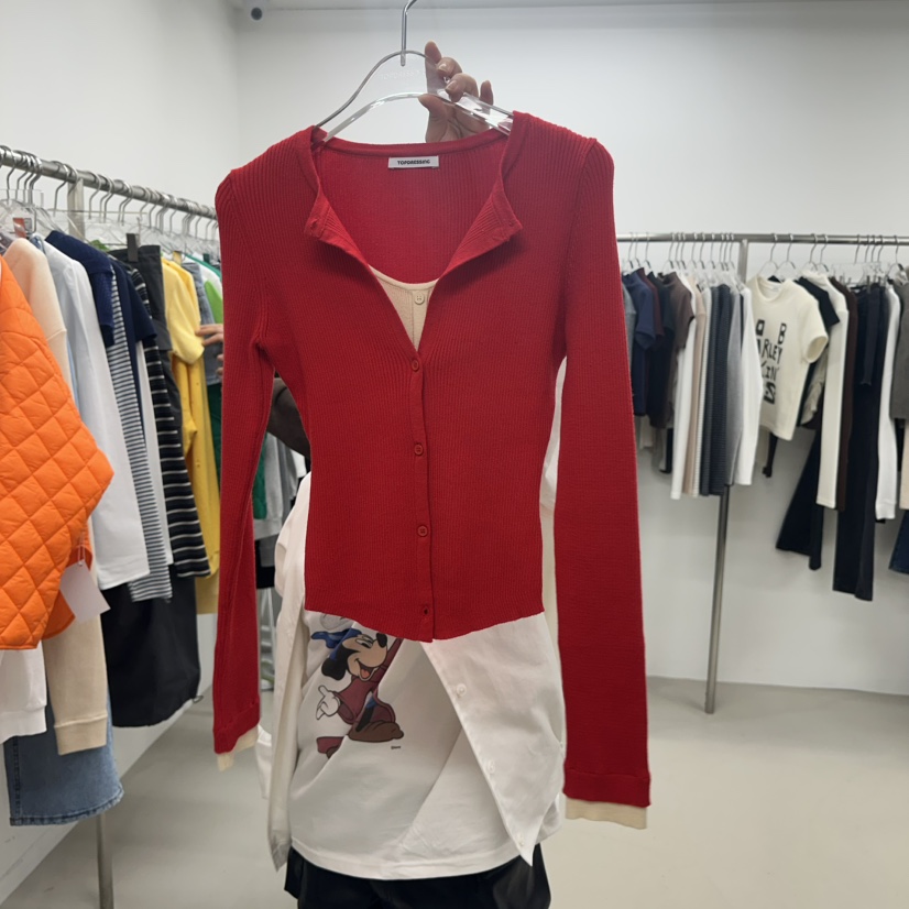 TOPDRESSING韓國直郵女裝新品人氣26春夏時尚針織衫假兩件TOPDRESSING針織衫圖色1
