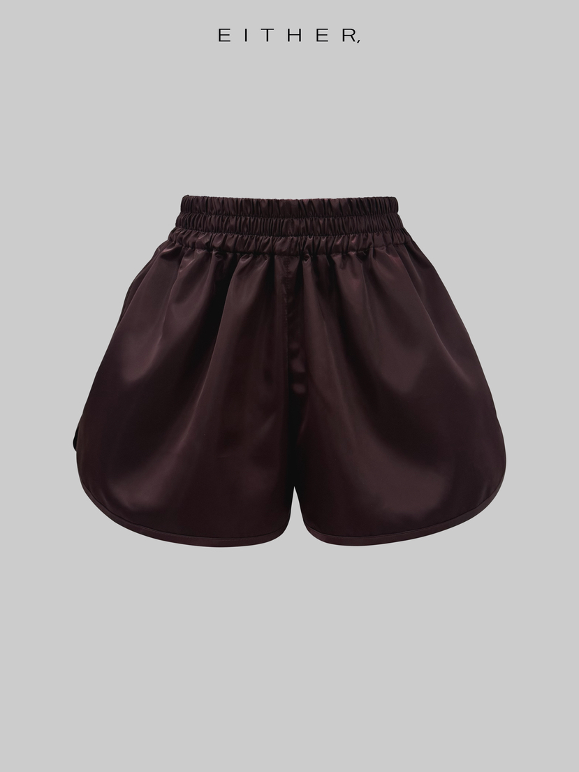 EITHER東大門代購女士新款職業真品熱賣休閑26春夏短褲緞面EITHER短褲圖色1