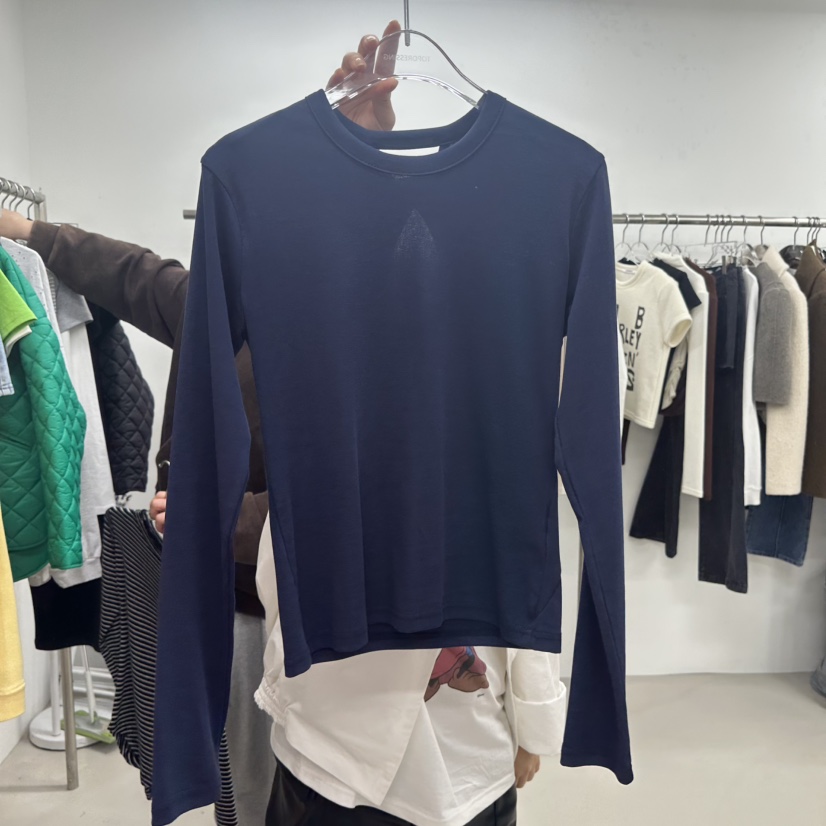 TOPDRESSING韓國代購女士新品職業熱賣26春夏真品長袖T恤TOPDRESSING長袖T恤圖色1深藍色