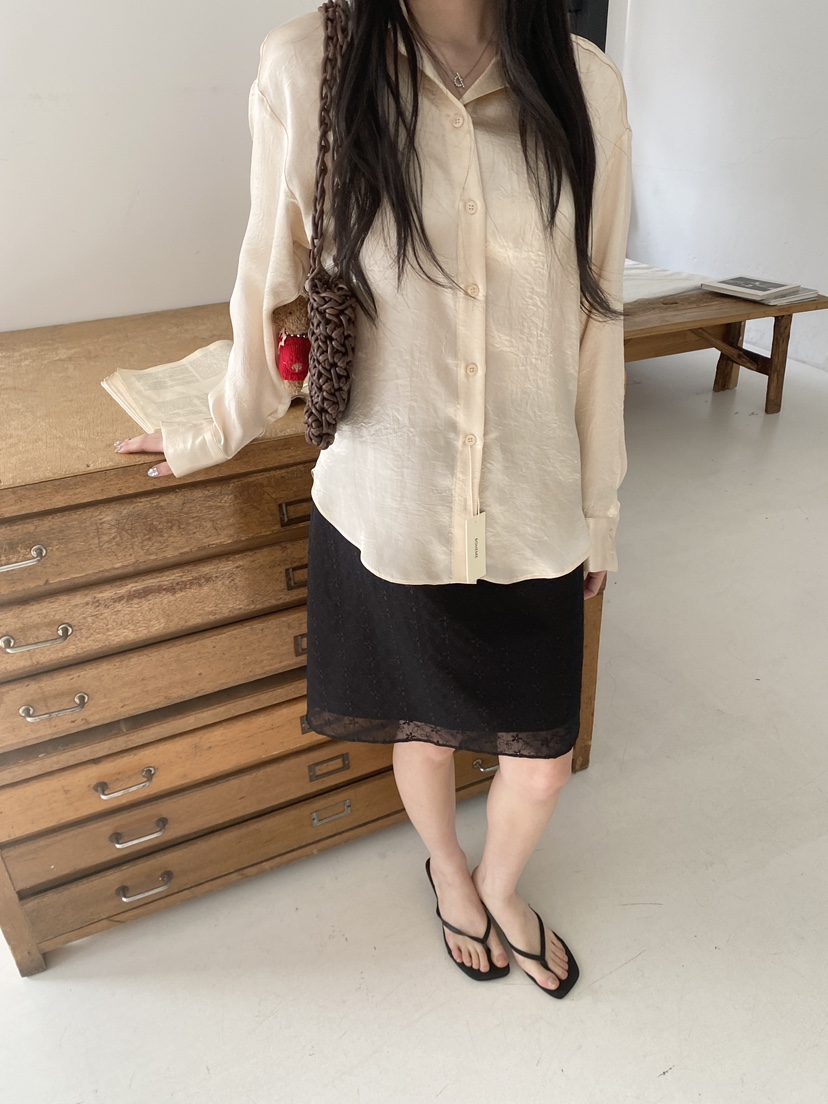 BOHEME東大門代購女裝新品真品時尚26春夏襯衫蕾絲衫緞面BOHEME襯衫/蕾絲衫