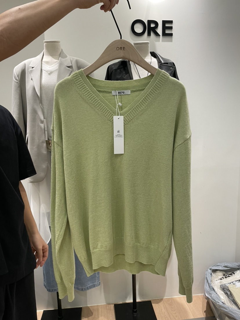 ORE-P東大門實拍女裝新品時尚人氣休閑真品26春夏針織衫雙V領ORE針織衫圖色2